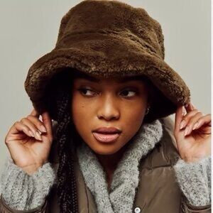 Free People Luxe Brown Faux Fur Hat